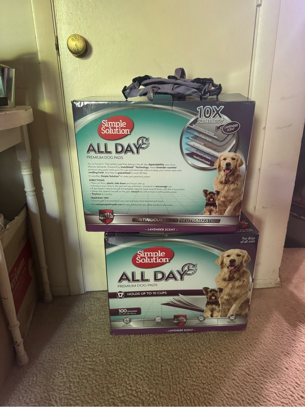 Simple Solution All Day Premium Dog Pads - Lavender Scent (Aqua & Purple)I